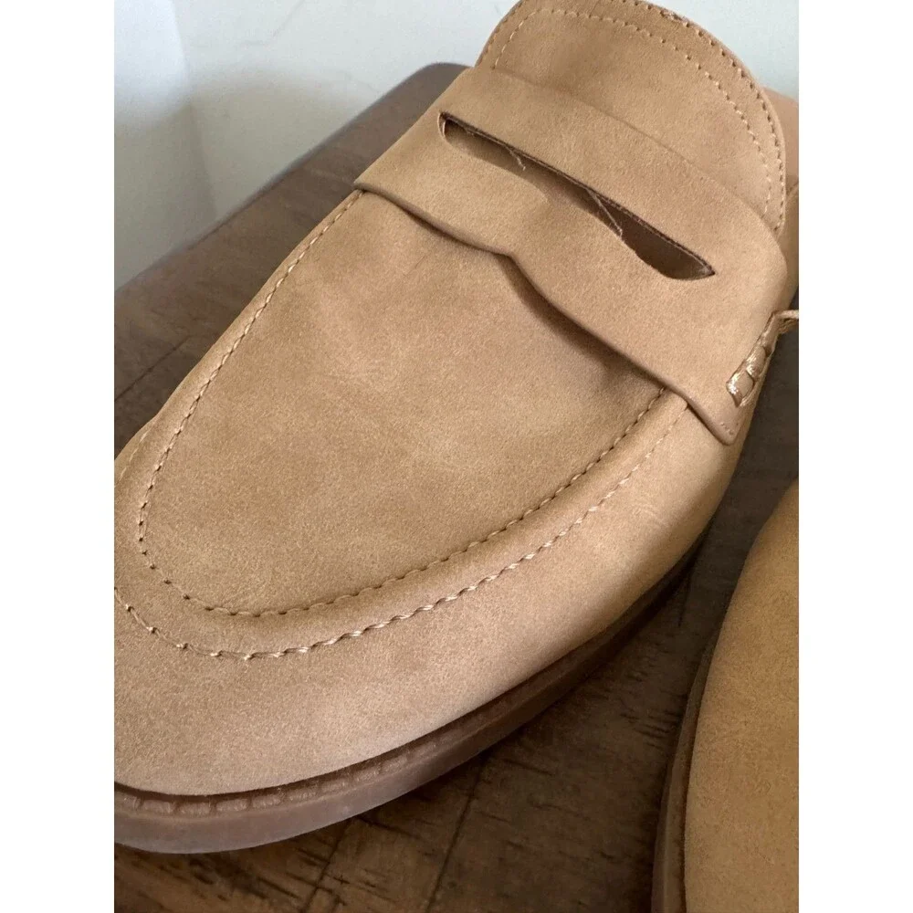 Cynthia Rowley Prescott Tan Mule Loafers Womens 10 M Slip On Preppy Shoes